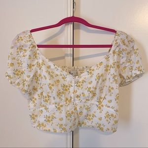 floral hollister puff sleeve top